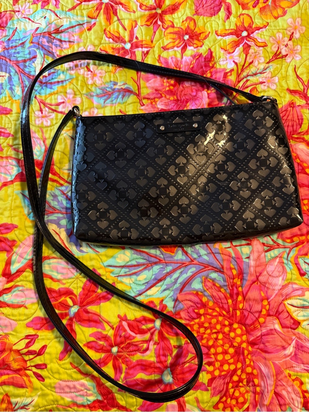 kate spade Black Patent Crossbody with Logo Motif